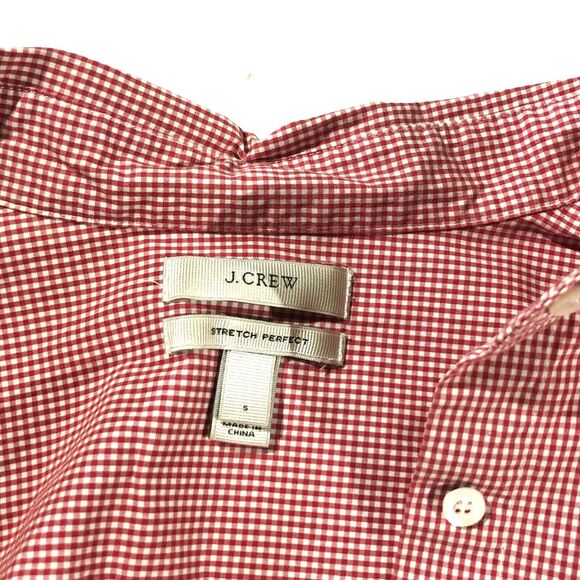 J Crew Red Gingham Check Shirt Womens S Long Sleeve Plaid Button Stretch Perfect - Picture 5 of 6